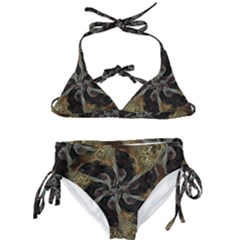 Abstract Ornate Organic Texture Design Print Kids  Classic Bikini Set