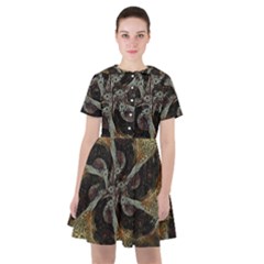 Abstract Ornate Organic Texture Design Print Sailor Dress