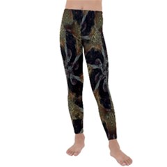 Abstract Ornate Organic Texture Design Print Kids  Lightweight Velour Leggings