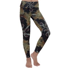 Abstract Ornate Organic Texture Design Print Kids  Lightweight Velour Classic Yoga Leggings