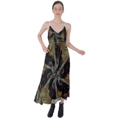 Abstract Ornate Organic Texture Design Print Tie Back Maxi Dress