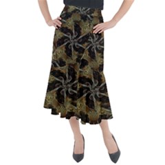 Abstract Ornate Organic Texture Design Print Midi Mermaid Skirt