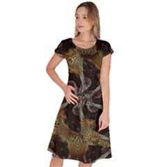 Abstract Ornate Organic Texture Design Print Classic Short Sleeve Dress