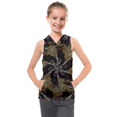 Abstract Ornate Organic Texture Design Print Kids  Sleeveless Hoodie