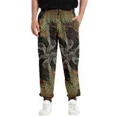 Abstract Ornate Organic Texture Design Print Men s Elastic Waist Pants