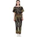 Abstract Ornate Organic Texture Design Print Batwing Lightweight Chiffon Jumpsuit View1