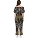 Abstract Ornate Organic Texture Design Print Batwing Lightweight Chiffon Jumpsuit View2