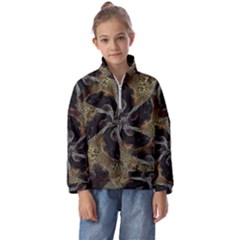 Abstract Ornate Organic Texture Design Print Kids  Half Zip Hoodie