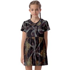 Abstract Ornate Organic Texture Design Print Kids  Asymmetric Collar Dress