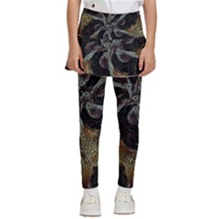 Abstract Ornate Organic Texture Design Print Kids  Skirted Pants