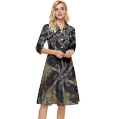 Abstract Ornate Organic Texture Design Print Classy Knee Length Dress