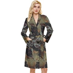 Abstract Ornate Organic Texture Design Print Long Sleeve Velvet Robe