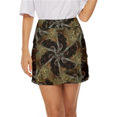 Abstract Ornate Organic Texture Design Print Mini Front Wrap Skirt