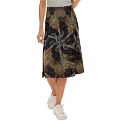 Abstract Ornate Organic Texture Design Print Midi Panel Skirt