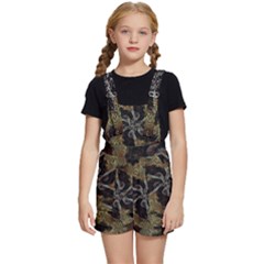 Abstract Ornate Organic Texture Design Print Kids  Short Overalls