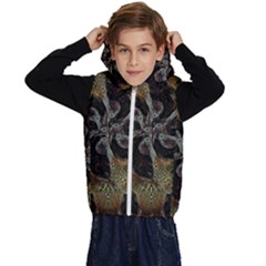 Abstract Ornate Organic Texture Design Print Kids  Stylish Hooded Puffer Vest