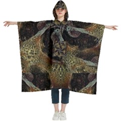 Abstract Ornate Organic Texture Design Print Women s Hooded Rain Ponchos