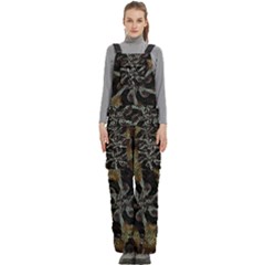 Abstract Ornate Organic Texture Design Print Women s Side Zip Front Pouch Ski And Snowboard Bib Pants	