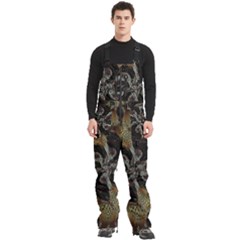 Abstract Ornate Organic Texture Design Print Men s Front Zip Ski And Snowboard Bib Pants