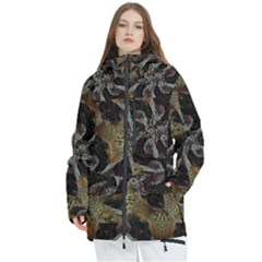 Abstract Ornate Organic Texture Design Print Women s Multi Pockets Zip Ski And Snowboard Waterproof Breathable Jacket