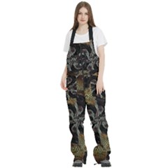 Abstract Ornate Organic Texture Design Print Women s Front Zip Ski And Snowboard Bib Pants