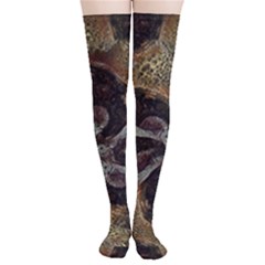 Abstract Ornate Organic Texture Design Print Thigh High Stockings