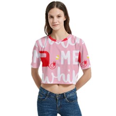 Watch Me Whip  Women s Round Neck Short Sleeve Crop Top by ConteMonfrey