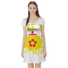 Make Tea Not War  Short Sleeve Skater Dress by ConteMonfrey