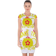 Make Tea Not War  Capsleeve Drawstring Dress 