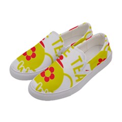 Make Tea Not War  Women s Canvas Slip Ons