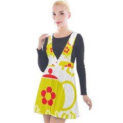 Make Tea Not War  Plunge Pinafore Velour Dress