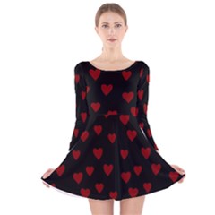 Small Cute Hearts  Long Sleeve Velvet Skater Dress