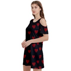 Small Cute Hearts  Women s Cold Shoulder Round Neck Mini Dress by ConteMonfrey