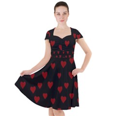 Small Cute Hearts  Cap Sleeve Midi Dress