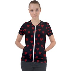 Small Cute Hearts  Short Sleeve Zip Up Jacket