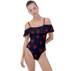 Small Cute Hearts  Frill Detail One Piece Swimsuit