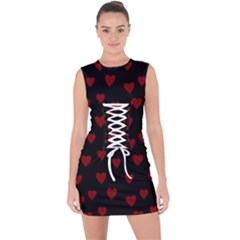 Small Cute Hearts  Lace Up Front Bodycon Dress