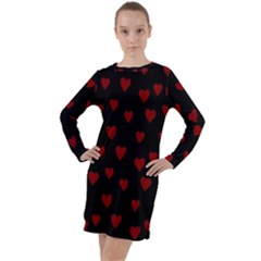 Small Cute Hearts  Long Sleeve Hoodie Dress