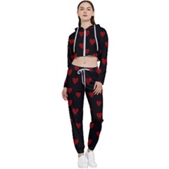 Small Cute Hearts  Cropped Zip Up Lounge Set