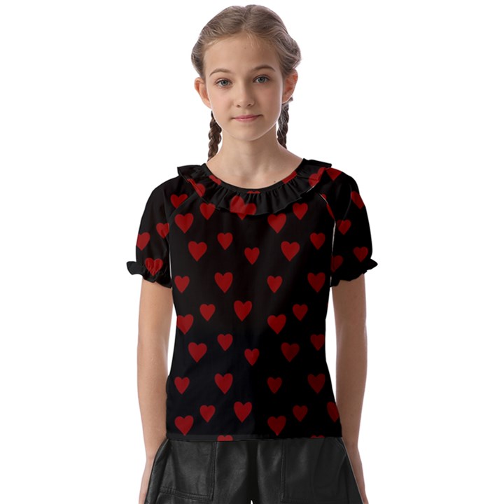 Small Cute Hearts  Kids  Frill Chiffon Blouse