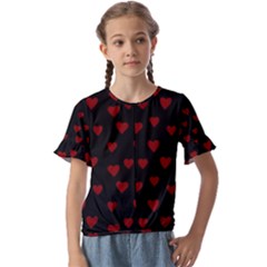 Small Cute Hearts  Kids  Cuff Sleeve Scrunch Bottom T-shirt