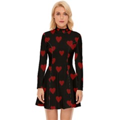 Small Cute Hearts  Long Sleeve Velour Longline Dress