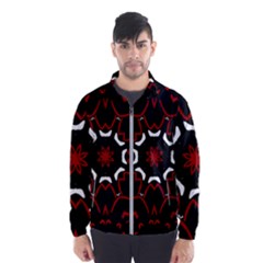 Red Shapes Mandala   Men s Windbreaker