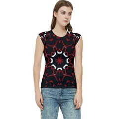 Red Shapes Mandala   Women s Raglan Cap Sleeve T-shirt