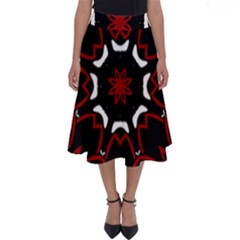 Red Shapes Mandala   Perfect Length Midi Skirt