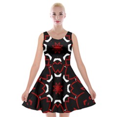 Red Shapes Mandala   Velvet Skater Dress