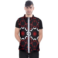 Red Shapes Mandala   Men s Puffer Vest