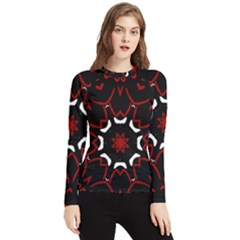 Red Shapes Mandala   Women s Long Sleeve Rash Guard