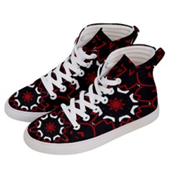 Red Shapes Mandala   Women s Hi-top Skate Sneakers