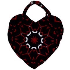 Red Shapes Mandala   Giant Heart Shaped Tote